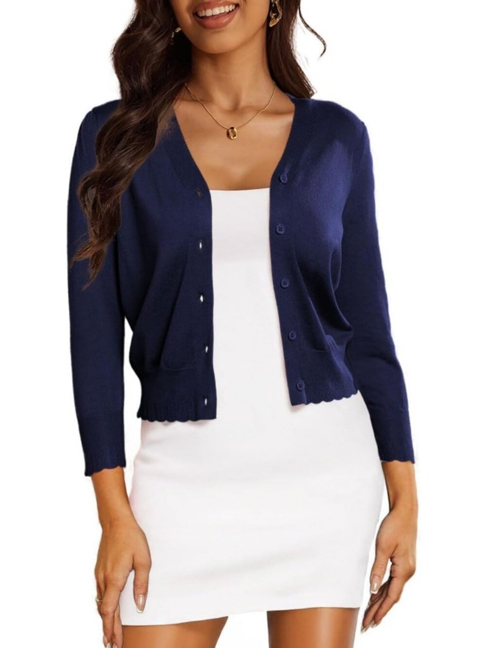 Lightweight Cropped Cardigan for Women | 3/4 Sleeve Bolero Knit Sweater